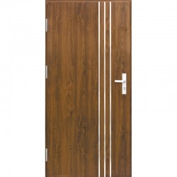 MODEL P2 WARMDOOR metalinės lauko durys, KAIRINĖS, (riešutas) - 960x2068